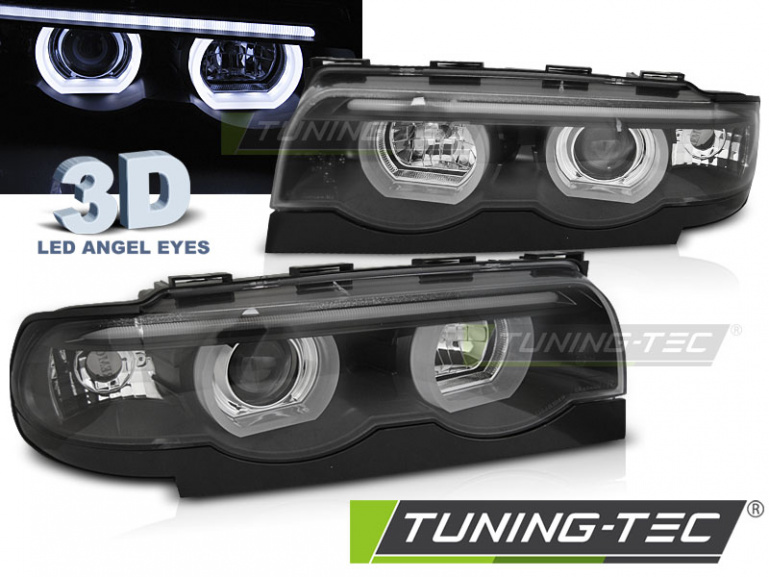 3D LED Angel Eyes Scheinwerfer für BMW 7er E38 94-98 schwarz